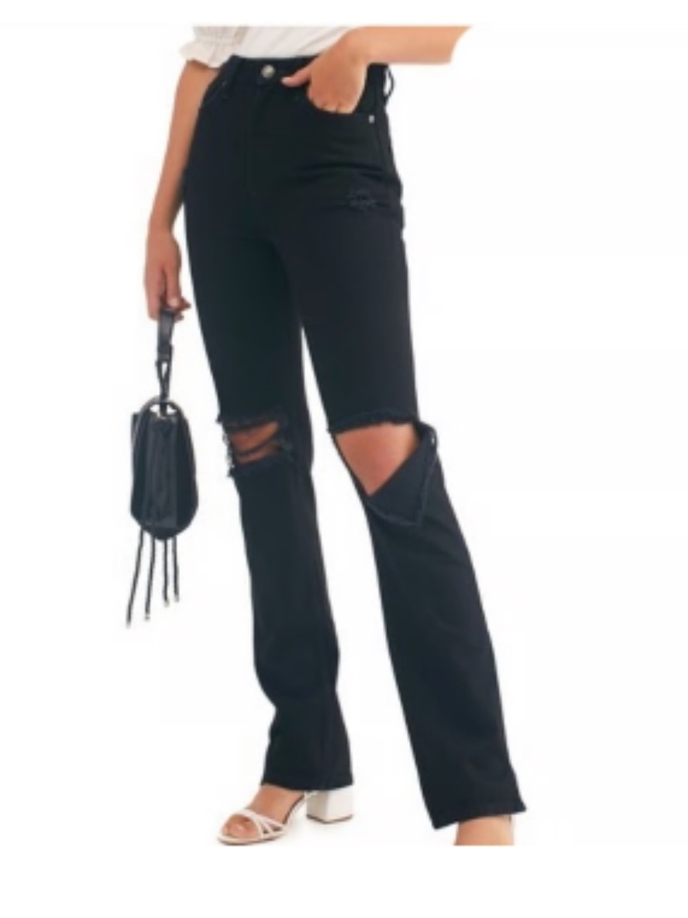 We the Free by Free People Black Distressed Jeans